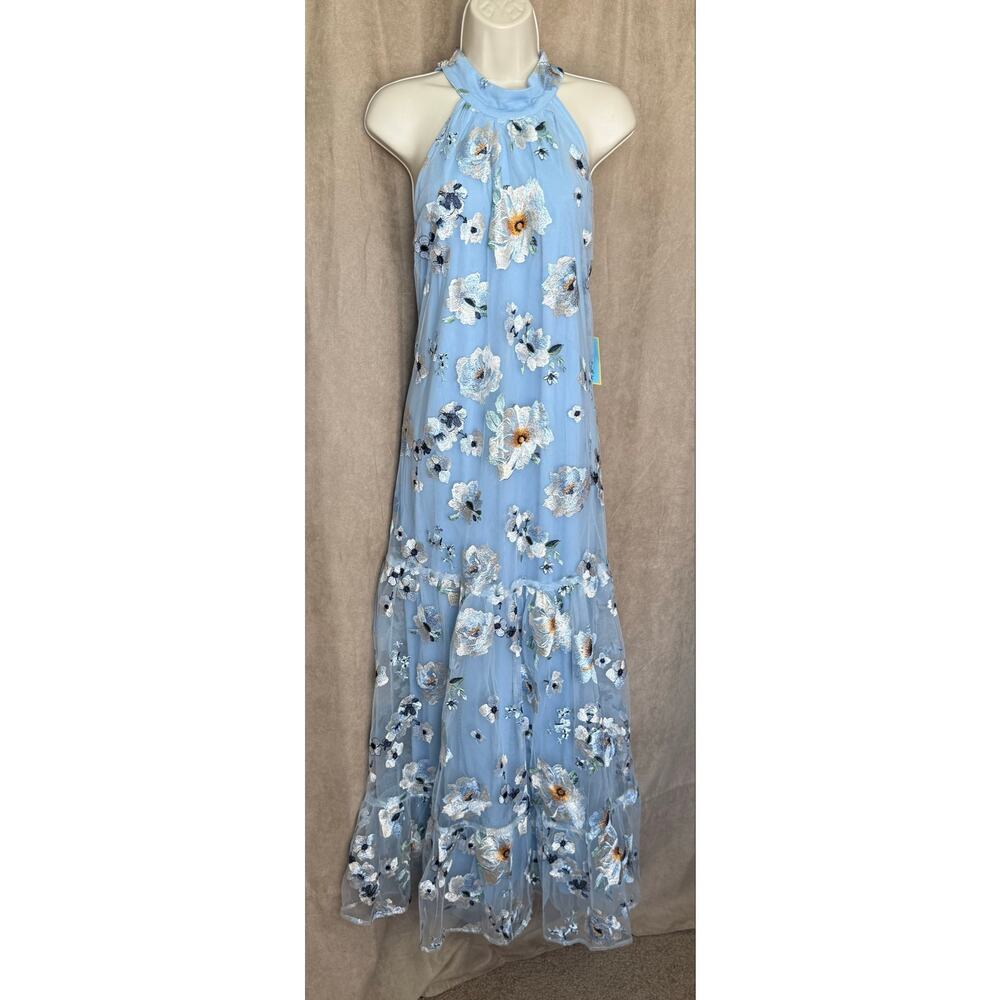 Cece Light Blue Avianna Embroidered Sleeveless Maxi Dress 12 NWT - Picture 5 of 12